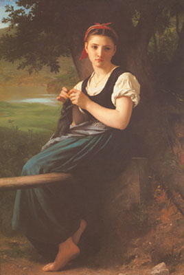 Adolphe-William Bouguereau, The Knitting Girl Fine Art Reproduction Oil Painting