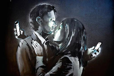  Banksy, Mobile Lovers Fine Art Reproduction Oil Painting