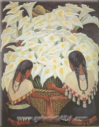 Diego Rivera, Calla Lily Vendor Fine Art Reproduction Oil Painting