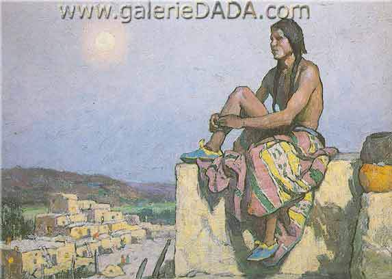 Eanger Irving Couse, Indian Examining a Blanket  Fine Art Reproduction Oil Painting