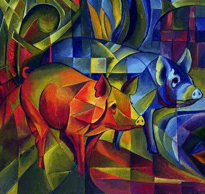 Franz Marc, Piggies Fine Art Reproduction Oil Painting