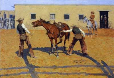 Frederic Remington, His Ffrst Lesson Fine Art Reproduction Oil Painting