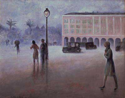 Guy Pene du Bois, Place Massena Fine Art Reproduction Oil Painting