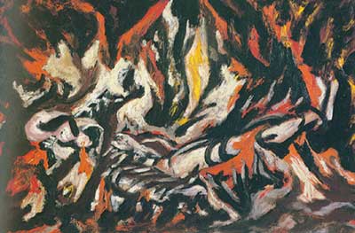 Jackson Pollock, (Naked Man with Knife) Fine Art Reproduction Oil Painting