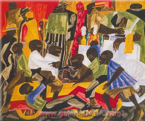 Jacob Lawrence, Summer Street Scene Fine Art Reproduction Oil Painting