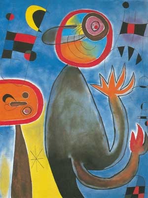 Joan Miro, Ladders Cross the Blue Sky in a Wheel of Fire Fine Art Reproduction Oil Painting