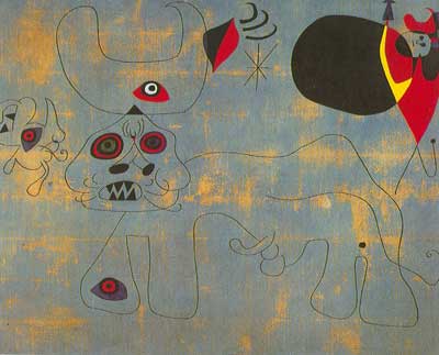 Joan Miro, Women and Birds at Sunrise Fine Art Reproduction Oil Painting