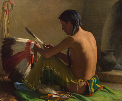 Joseph Henry Sharp, Acoma Pottery Decorators  Fine Art Reproduction Oil Painting