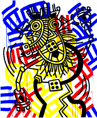 Keith Haring, Red, Yellow, and Blue Fine Art Reproduction Oil Painting