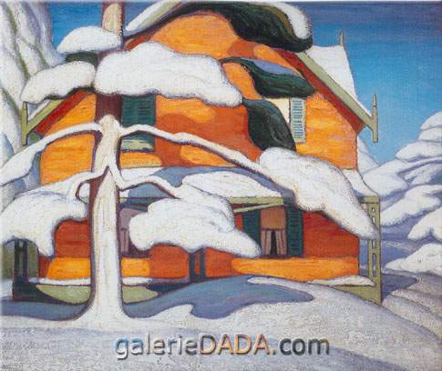 Lawren Harris, Pine Tree and Red House Fine Art Reproduction Oil Painting