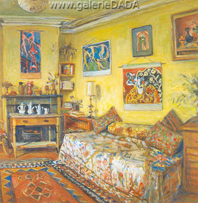 Margaret Hannah Olley, Cornflowers and Interior Fine Art Reproduction Oil Painting