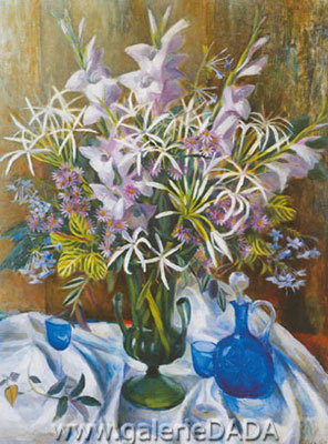 Margaret Hannah Olley, Still Life with Blue Jug Fine Art Reproduction Oil Painting