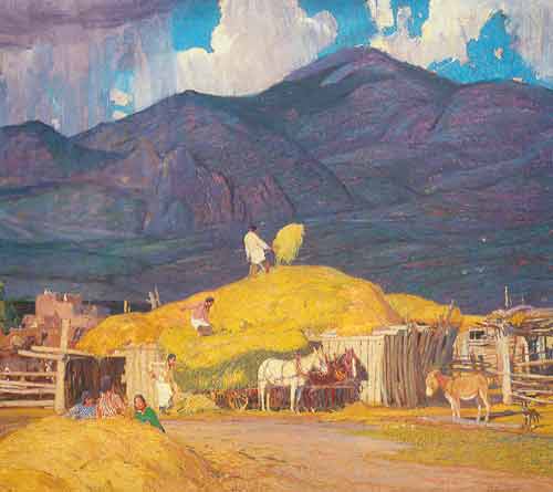 Oscar Berninghaus, On the Road to Taos Fine Art Reproduction Oil Painting