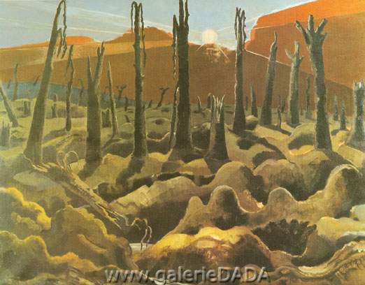 Paul Nash, A Howitzer Firing Fine Art Reproduction Oil Painting