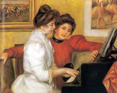 Yvonne and Christine Lerolle at the Piano