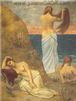 Pierre Puvis de Chavannes, Young Girls at the Seaside Fine Art Reproduction Oil Painting