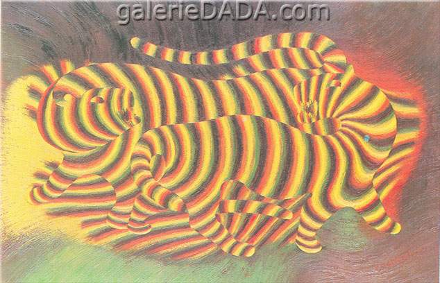 Victor Vasarely, Tigers Fine Art Reproduction Oil Painting