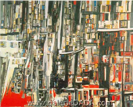 Vieira Da Silva, The Library 2 Fine Art Reproduction Oil Painting