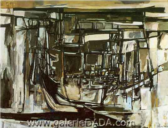 Vieira Da Silva, Brown and Black Fine Art Reproduction Oil Painting