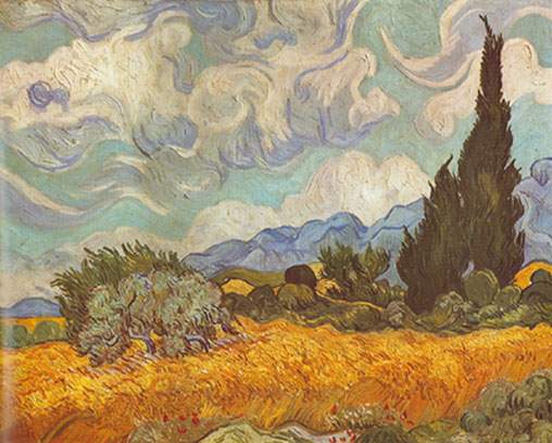 Wheat Field with Cypresses