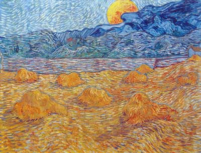 Vincent Van Gogh, Evening Landscape with Rising Moon Fine Art Reproduction Oil Painting