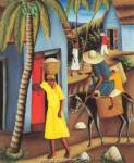 Castera Bazile, Village Scene Fine Art Reproduction Oil Painting