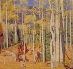 E. Martin Hennings, Through the Aspens Fine Art Reproduction Oil Painting