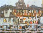 Egon Schiele, Surburban House with Washing Fine Art Reproduction Oil Painting