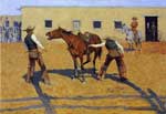 Frederic Remington, His Ffrst Lesson Fine Art Reproduction Oil Painting