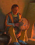 Joseph Henry Sharp, Firelight Drummer Fine Art Reproduction Oil Painting