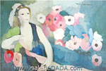 Marie Laurencin, Young Woman with Anemones Fine Art Reproduction Oil Painting